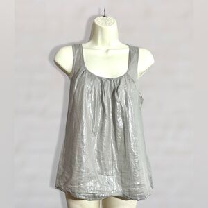 J. Crew Silver Relaxed Pleated Tank Top